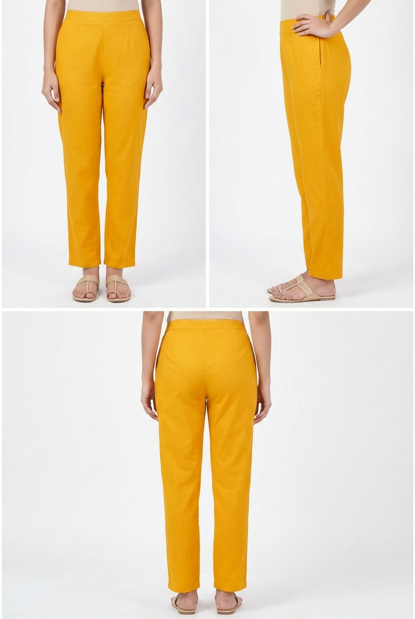 Neerus Yellow cotton printed suit set - detail view 2