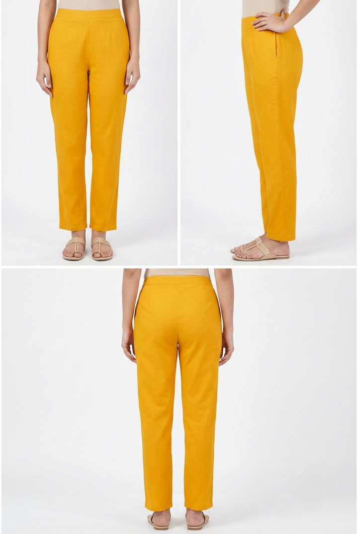 Neerus Yellow cotton printed suit set - detail view 2