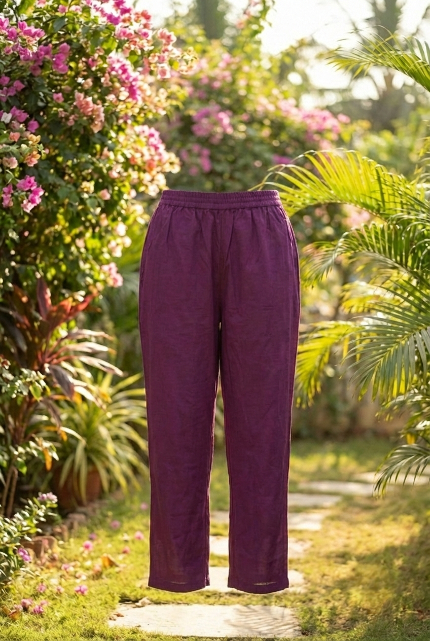 Neerus Maroon cotton hand embroidered suit set - detail view 3