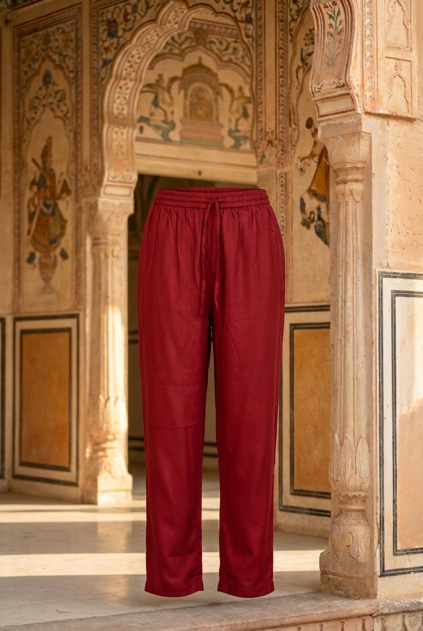 Neerus Maroon silk printed suit set - detail view 2