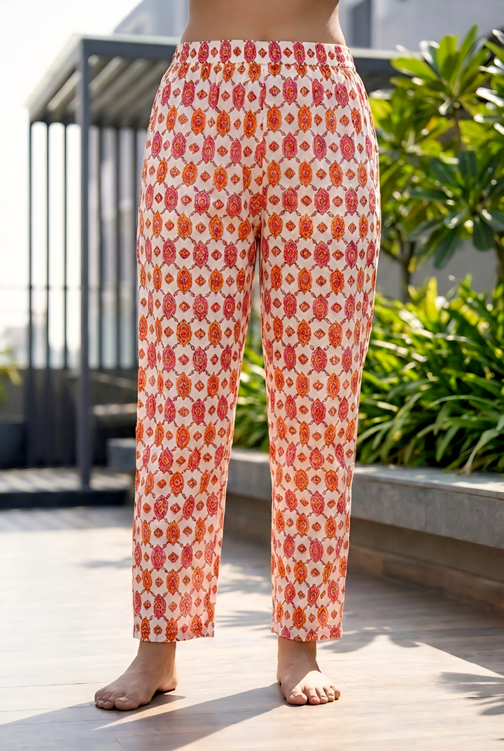 Neerus Pink cotton printed suit set - detail view 3