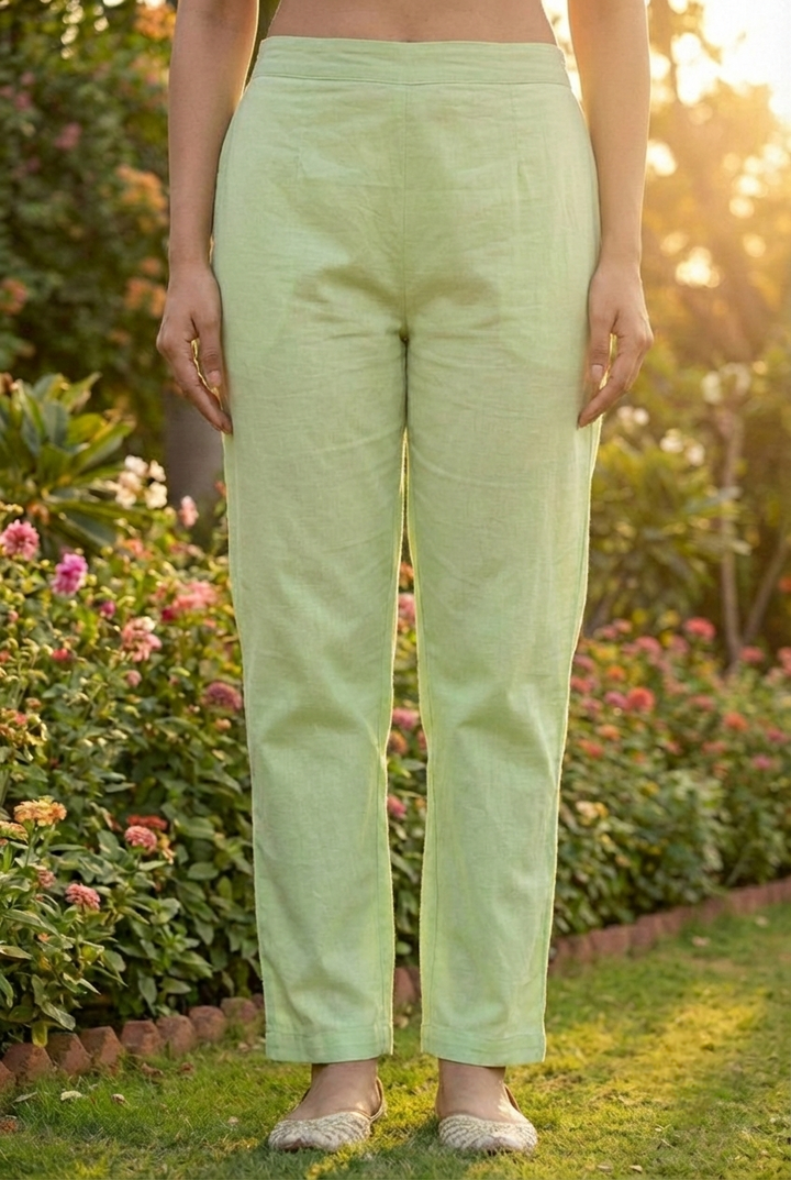 Neerus Green cotton hand embroidered suit set - detail view 3