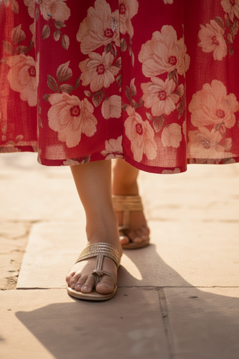 Neerus Pink rayon printed kurta floral - detail view 2