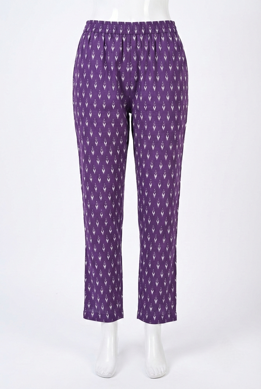 Neerus Purple cotton printed kurta set - detail view 2