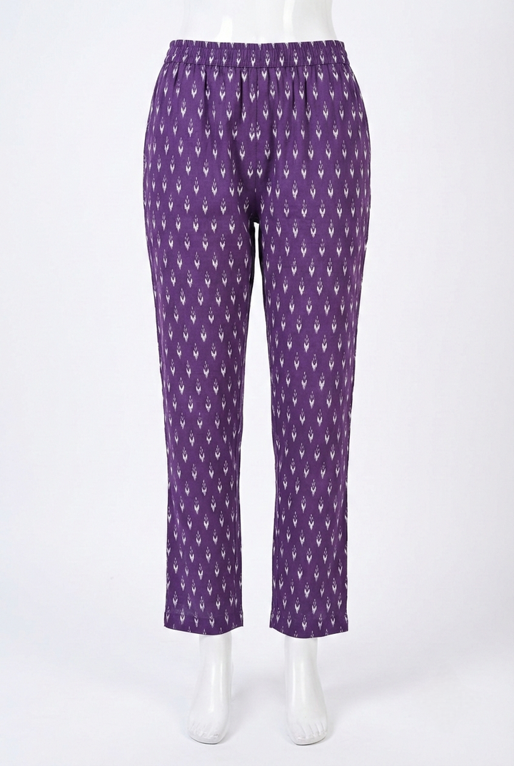 Neerus Purple cotton printed kurta set - detail view 2