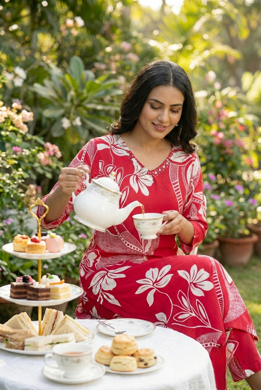 Neerus Pink Rayon Printed Kurta Set - back view