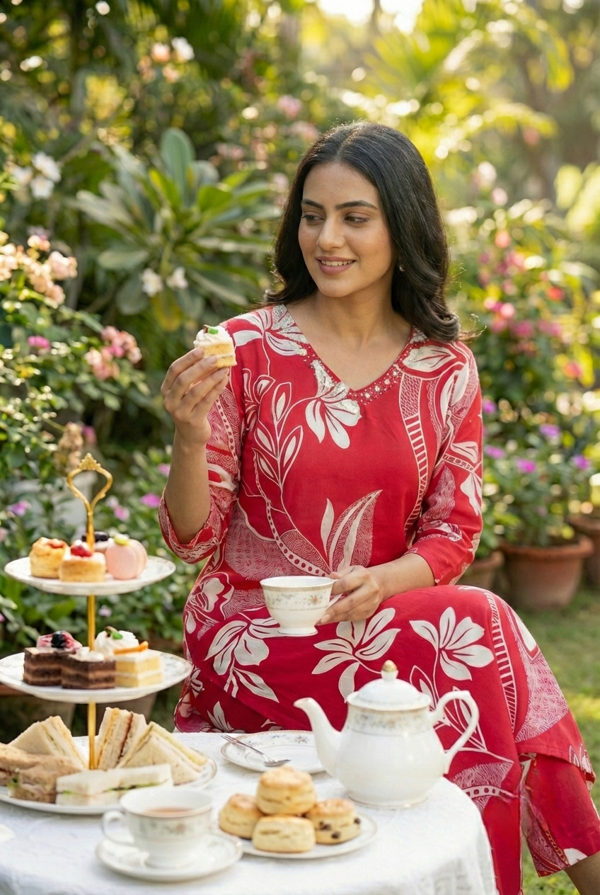 Neerus Pink Rayon Printed Kurta Set - detail view 1