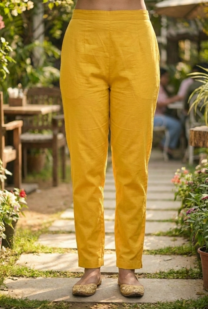 Neerus Yellow cotton hand embroidered suit set - detail view 3