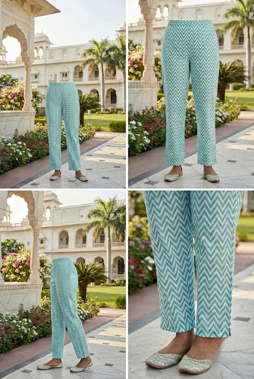 Neerus Green cotton printed kurta set - detail view 3