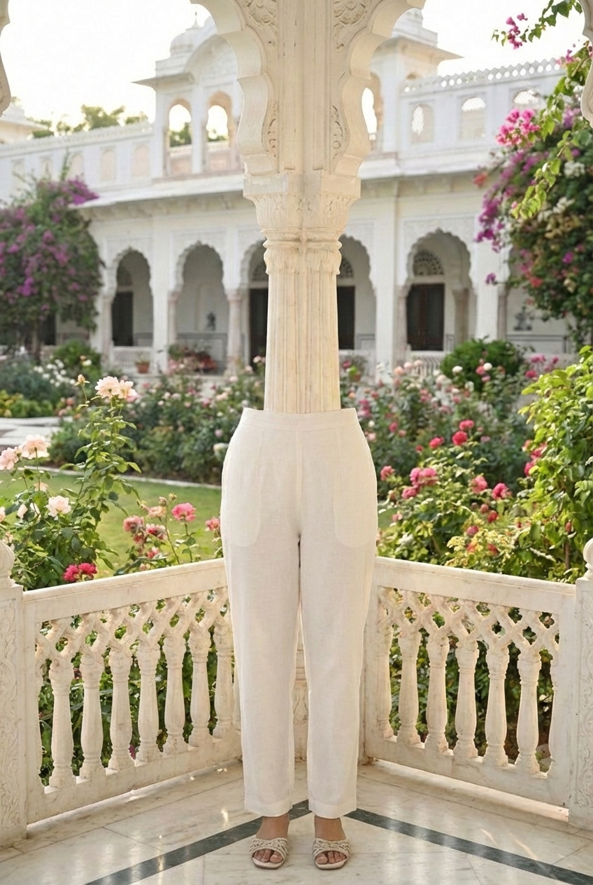 Neerus White cotton hand embroidered suit set - detail view 3