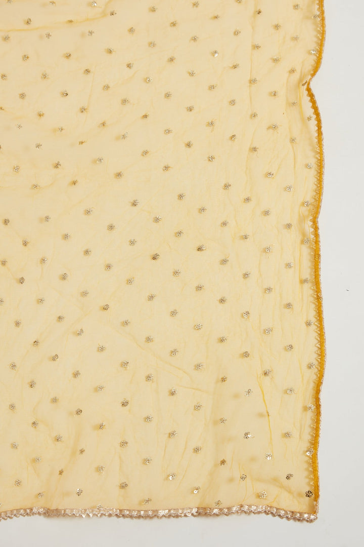Neerus Yellow georgette embroidered gown - detail view 3
