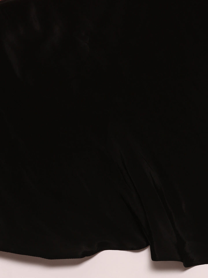Neerus Black crepe embellished suit set with dhoti and dupatta - detail view 5