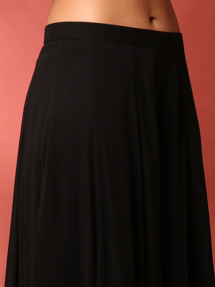 Neerus Black georgette hand embroidered suit set - detail view 3