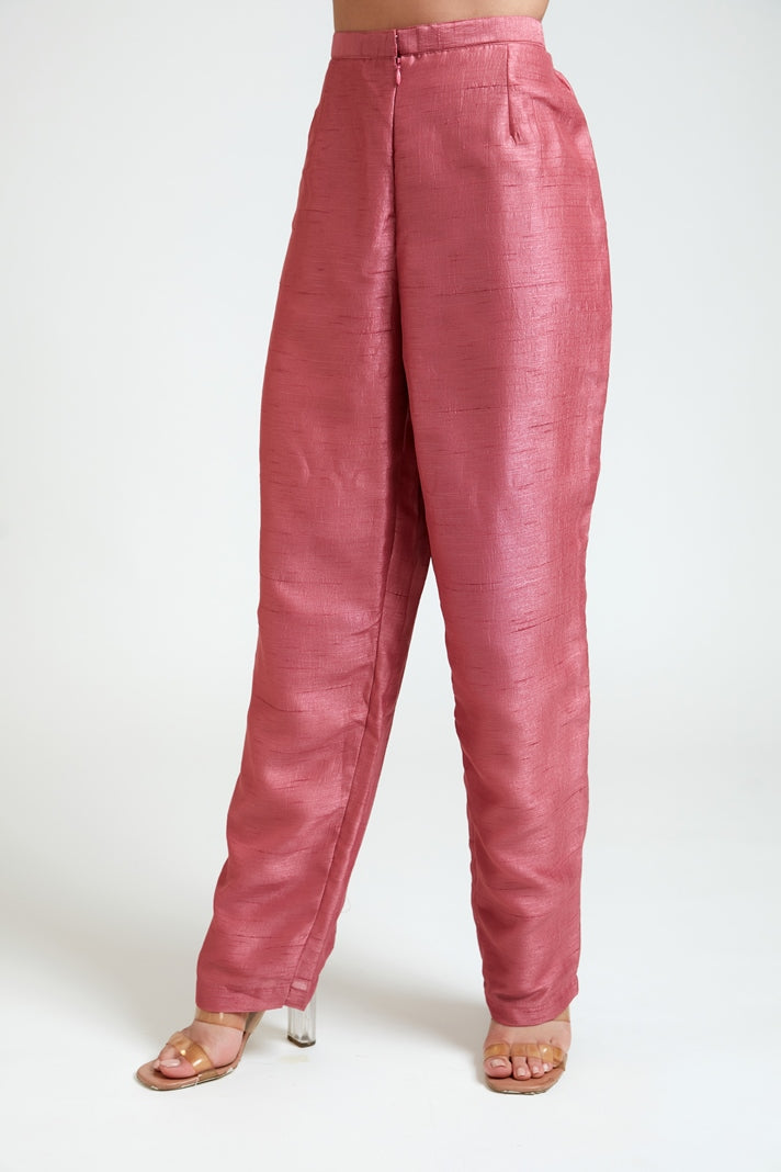 Neerus Pink silk embroidered kurta set - detail view 2