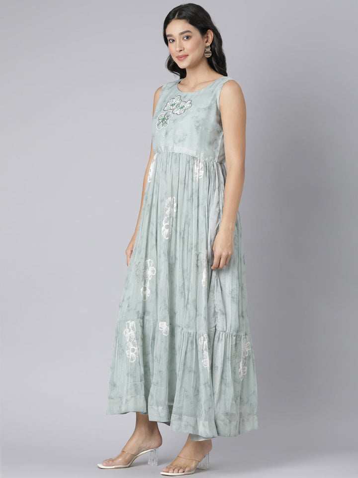 Neerus Pista Casual Floral Maxi Dresses