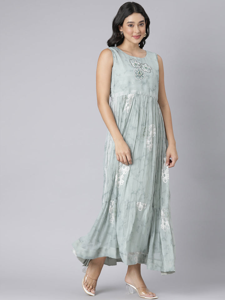 Neerus Pista Casual Floral Maxi Dresses