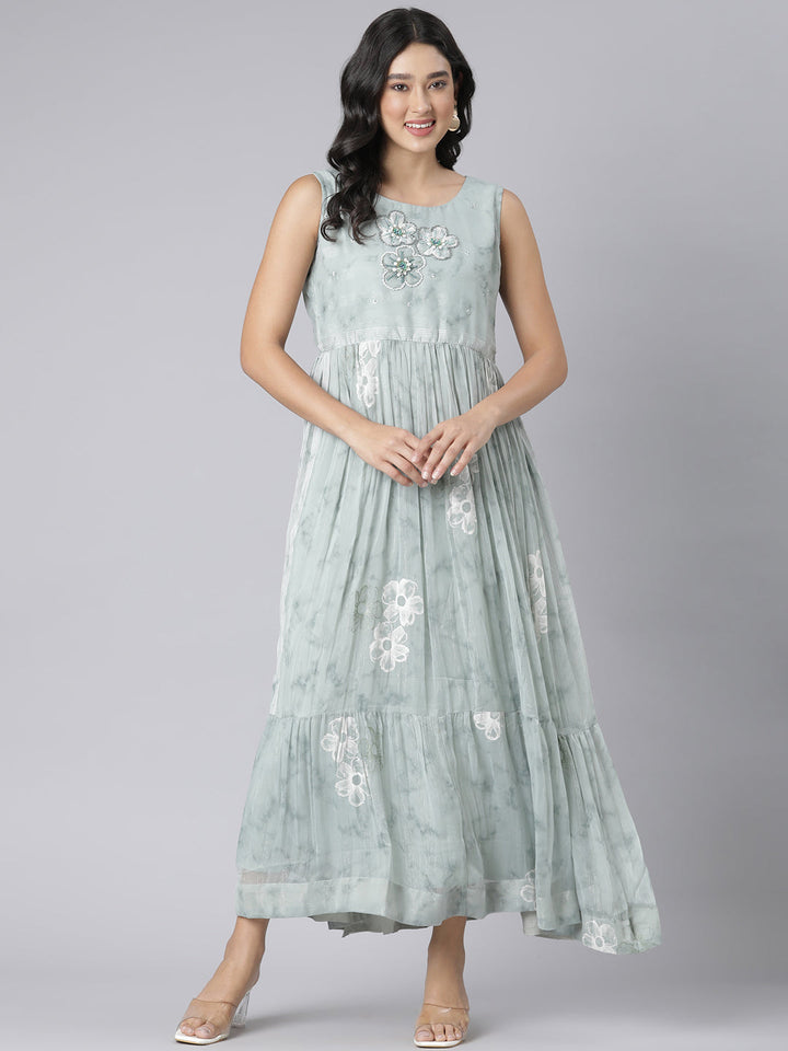 Neerus Pista Casual Floral Maxi Dresses