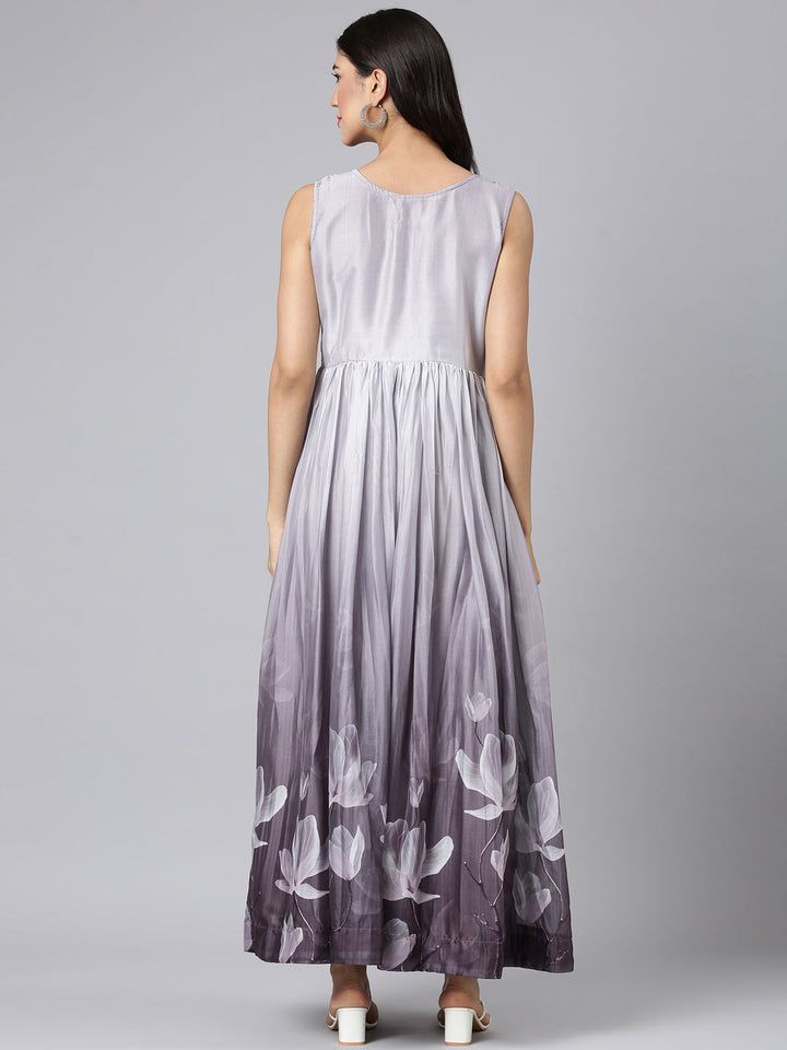 Neerus L Gray Casual Floral Maxi Dresses