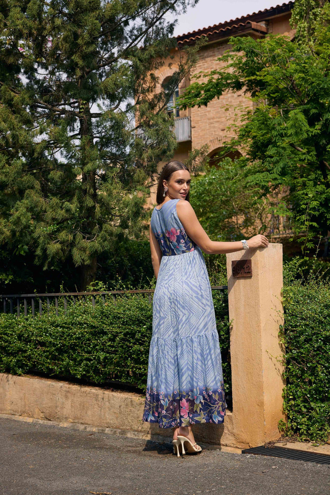 Neerus Blue Georgette Printed Maxi Dress - detail view 3