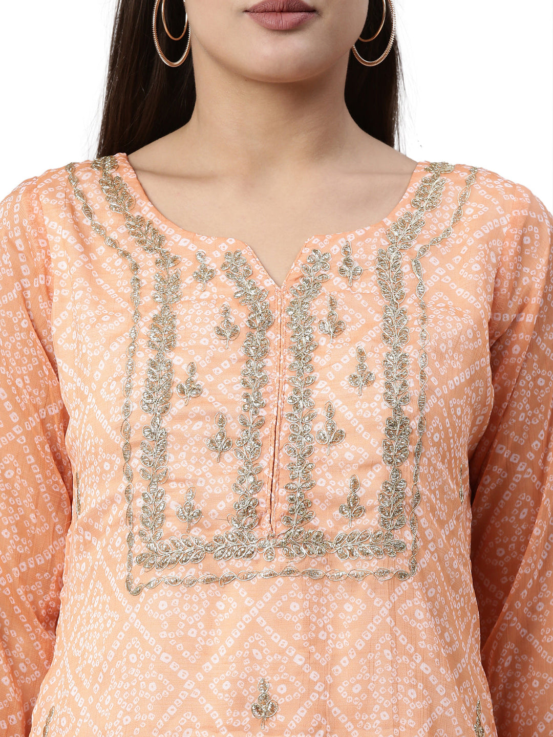 Neerus Pink Chanderi straight kurta - back view
