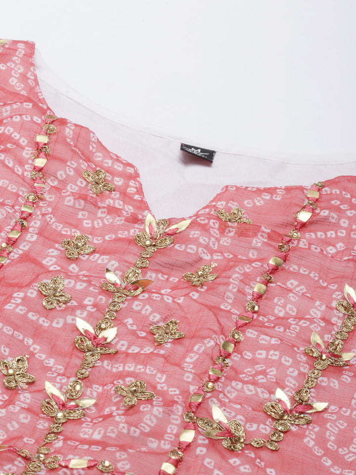 Neerus Orange georgette printed kurti - back view