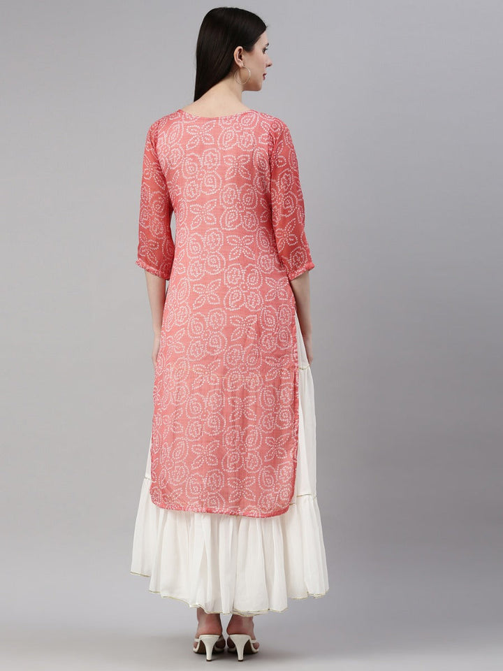 Neerus Orange georgette printed kurti - detail view 4