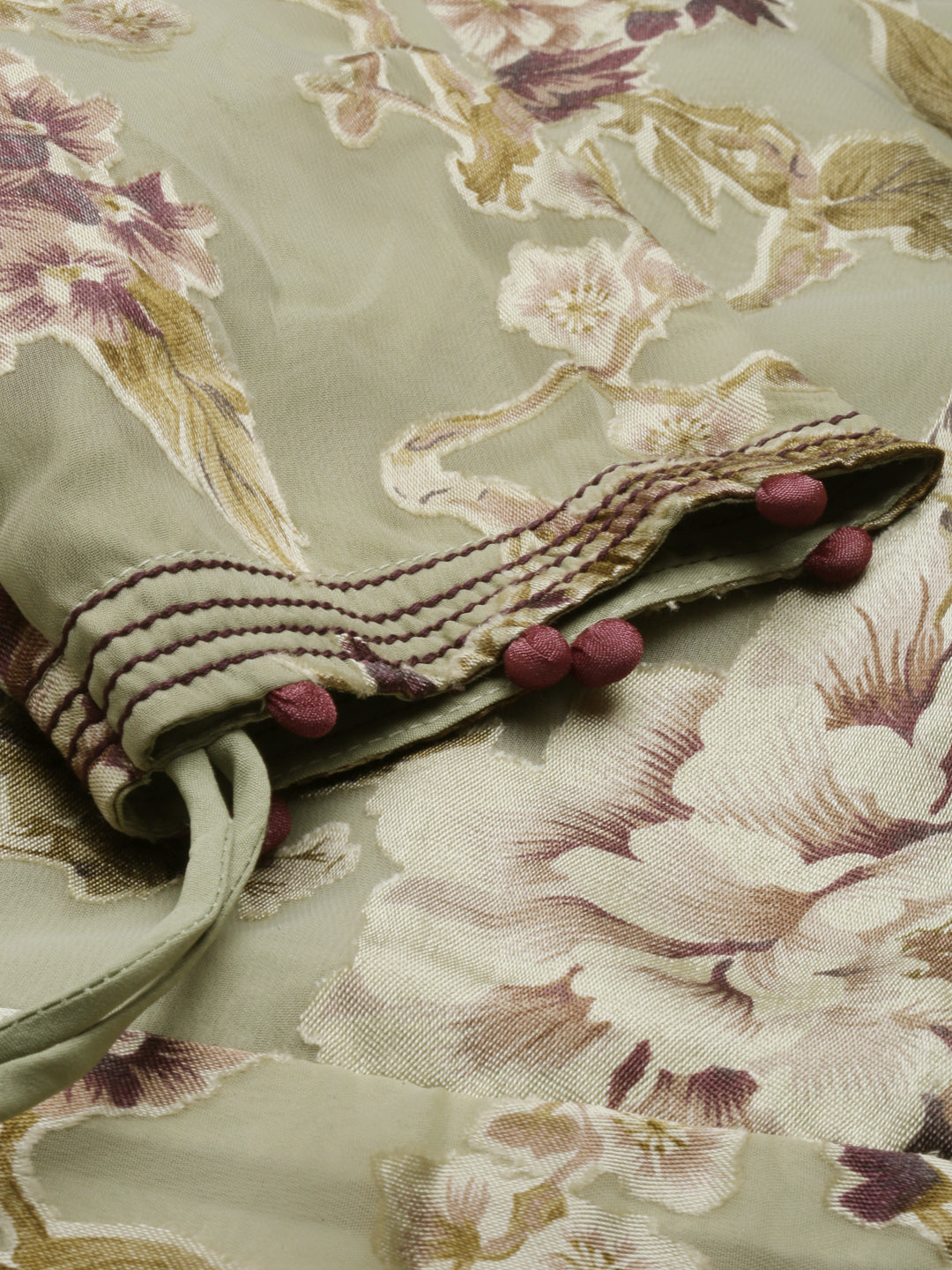 Neerus Green Georgette Maxi Gown - detail view 3