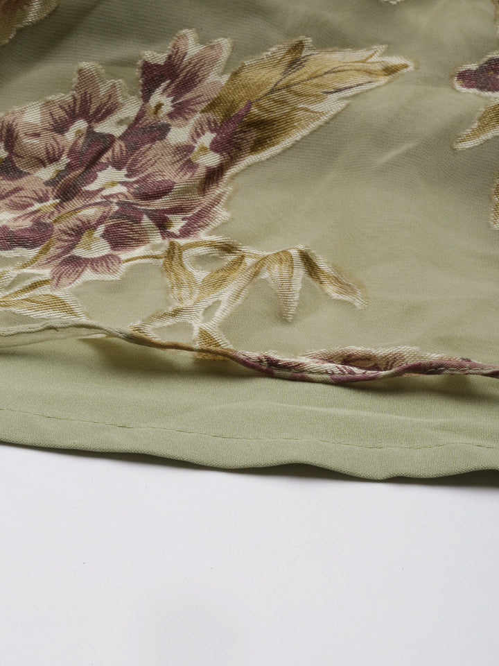 Neerus Green Georgette Maxi Gown - detail view 4
