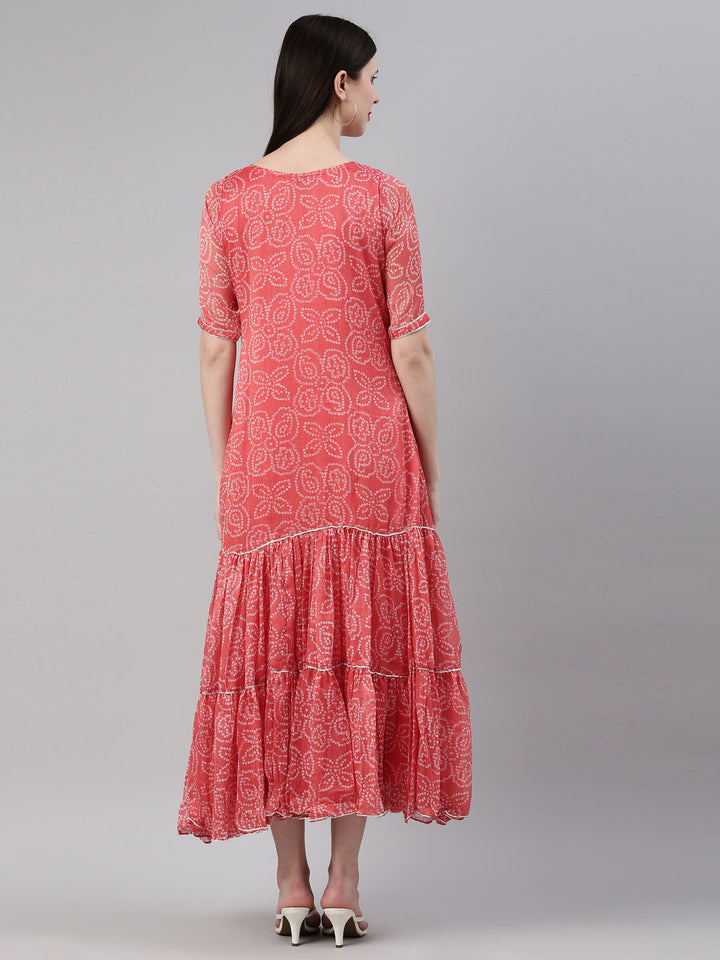 Neerus Orange georgette straight kurta - detail view 2