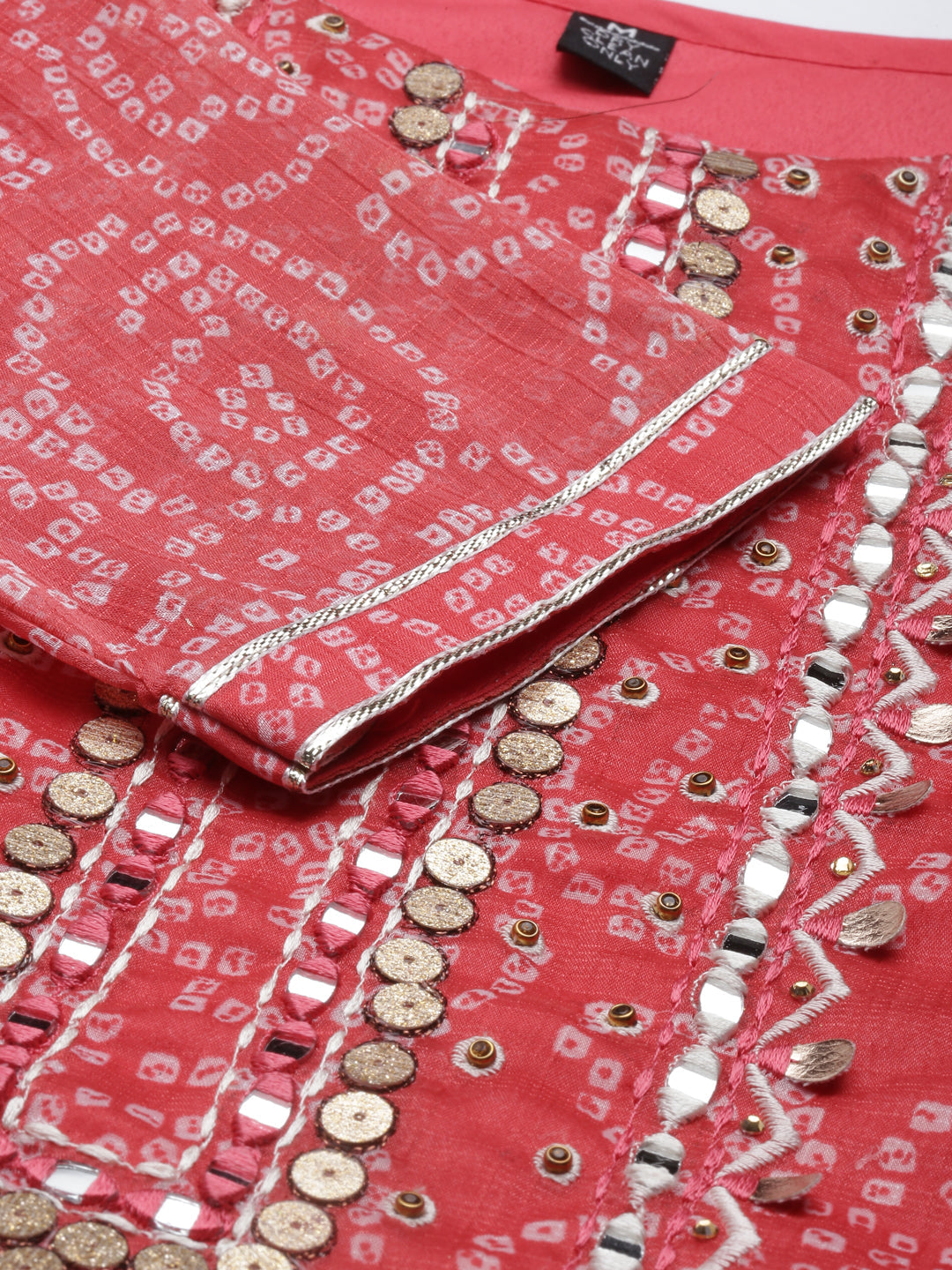 Neerus Orange georgette straight kurta - detail view 4