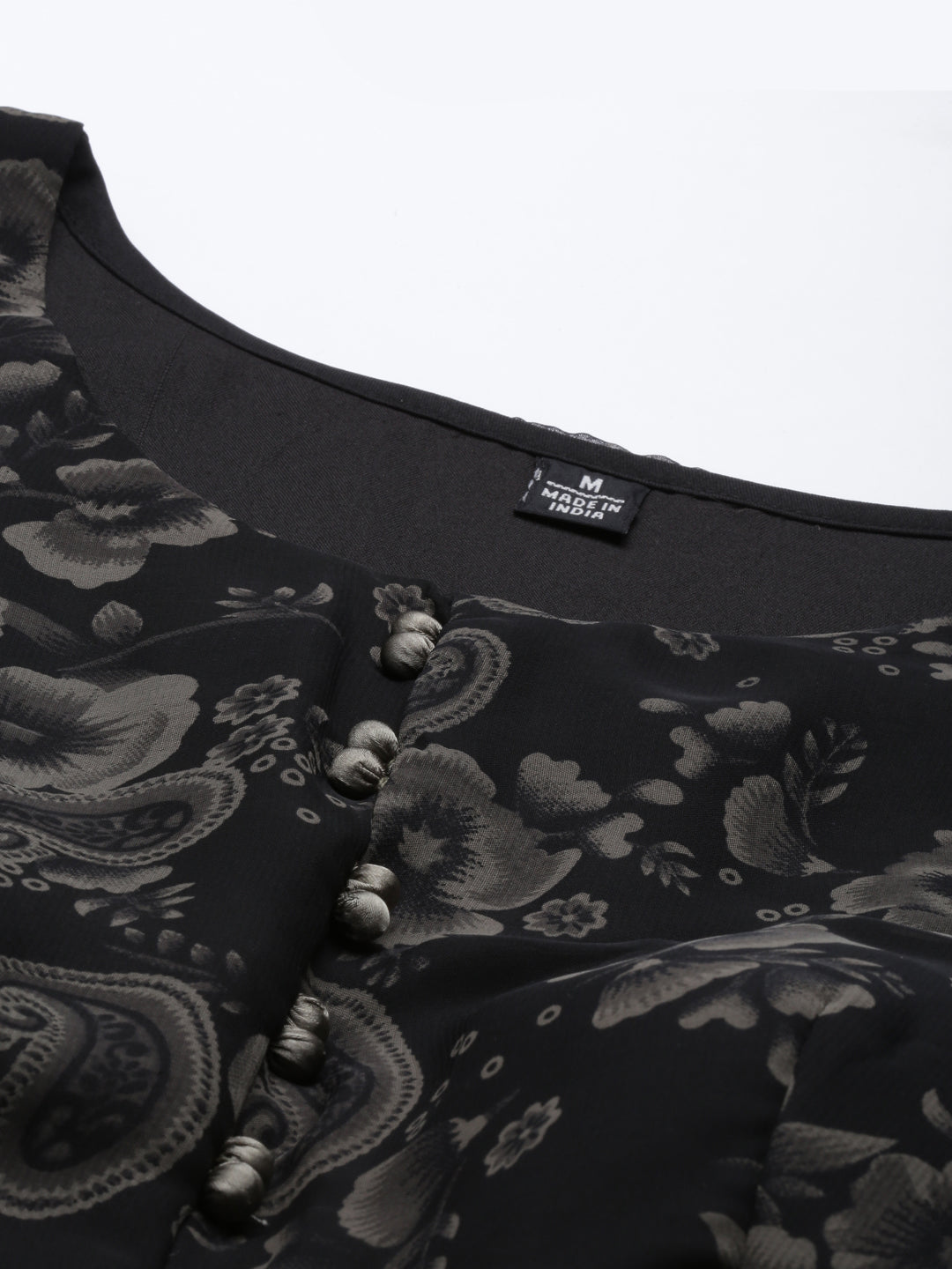 Neerus Black Georgette Gown - back view
