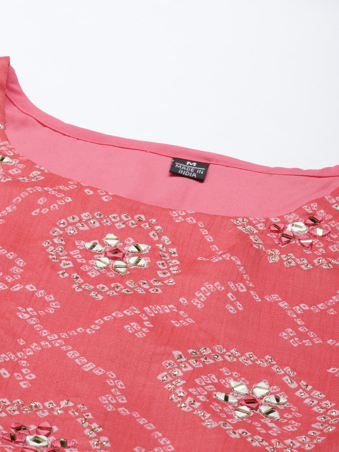 Neerus Orange georgette printed kurti - back view