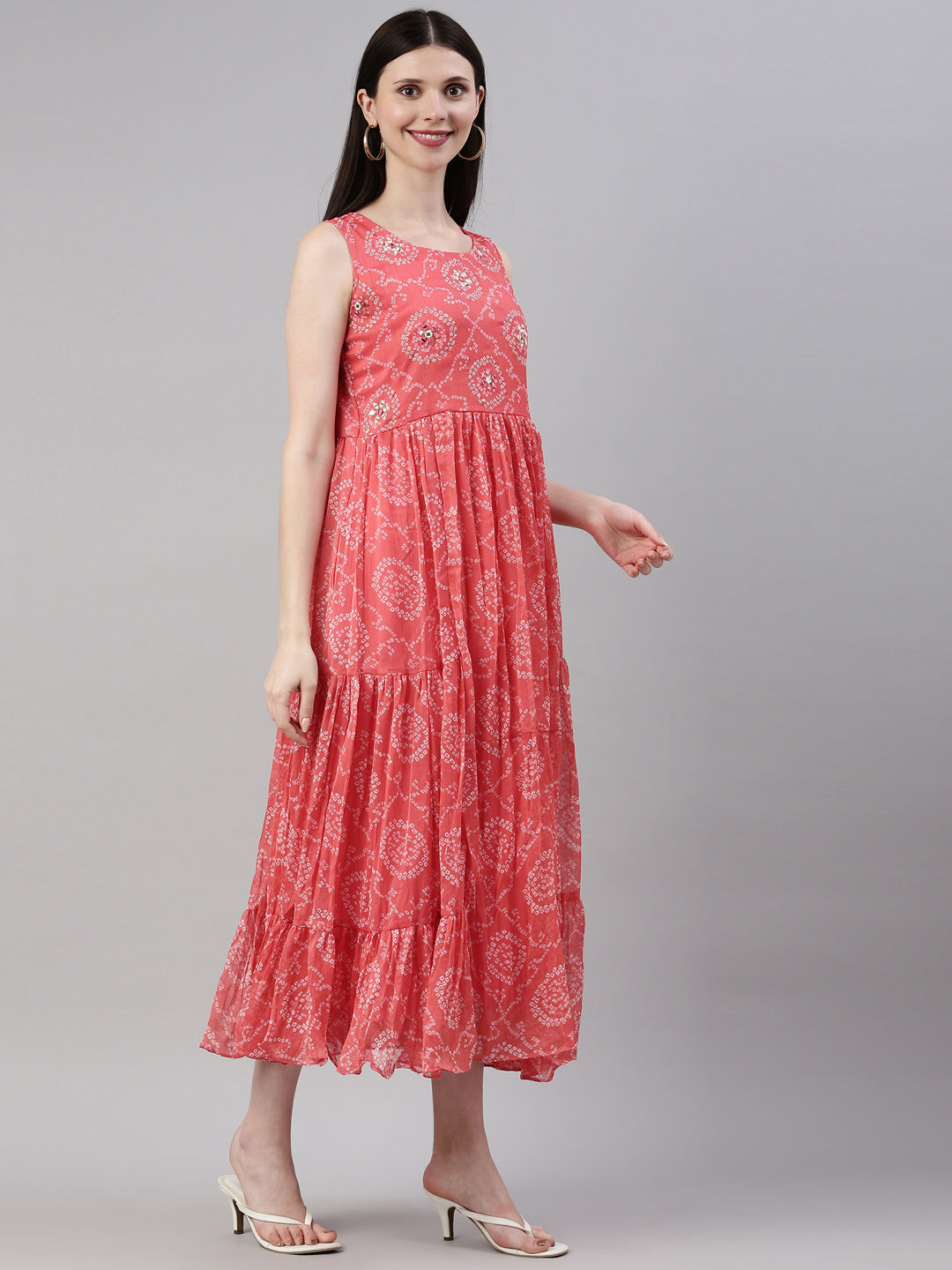 Neerus Orange georgette printed kurti - detail view 1
