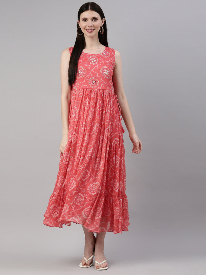Neerus Orange georgette printed kurti - detail view 3