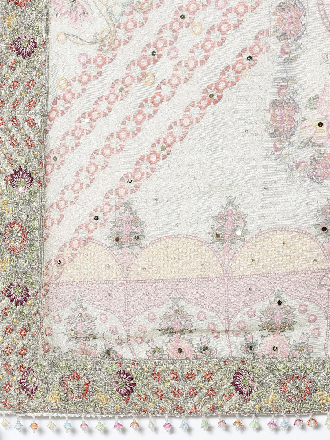 Neerus Green tissue embroidered lehenga set - detail view 5