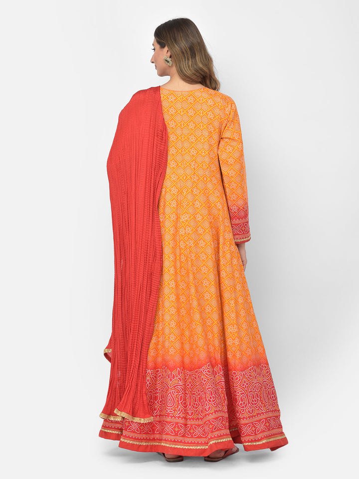 Neerus Yellow silk embellished Anarkali set - detail view 10