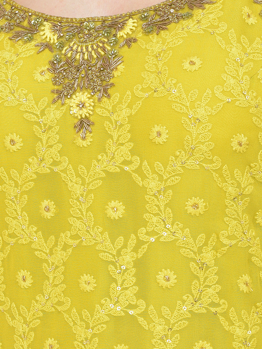 Neerus Green georgette printed sharara set - detail view 3