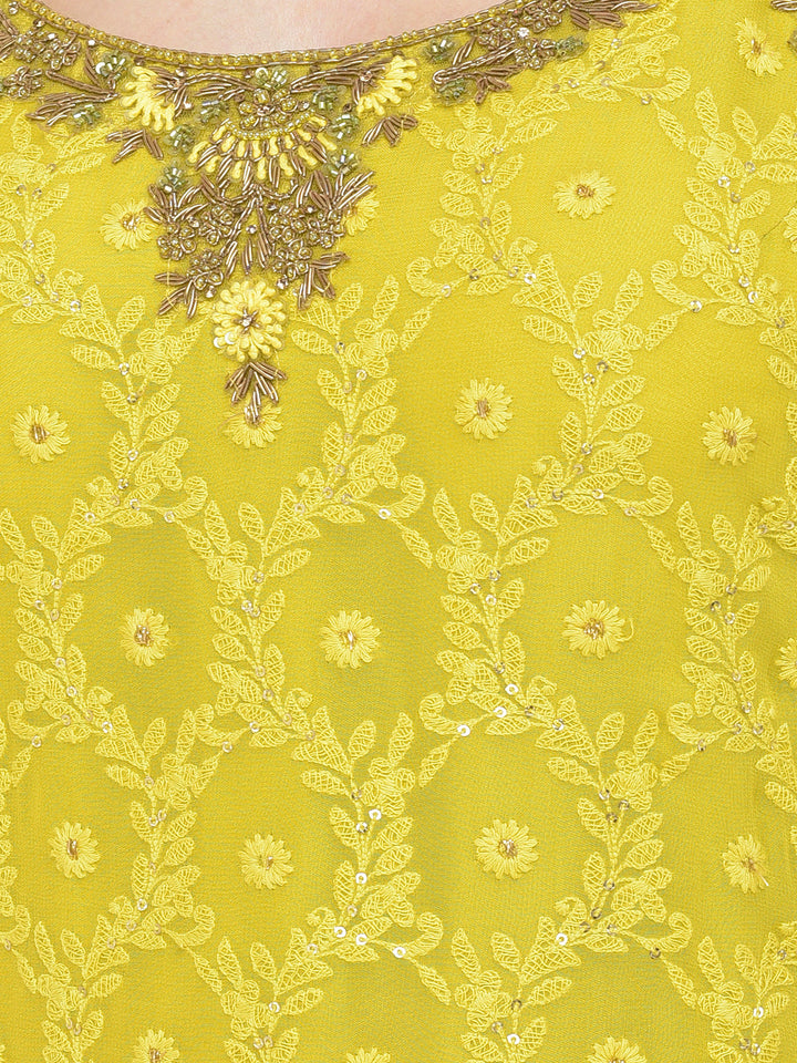 Neerus Green georgette printed sharara set - detail view 3