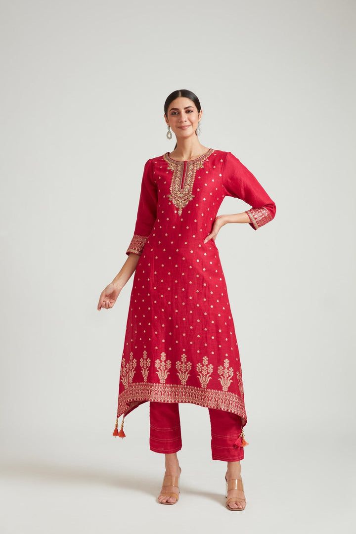 Neerus Pink Banarasi woven suit set - detail view 1