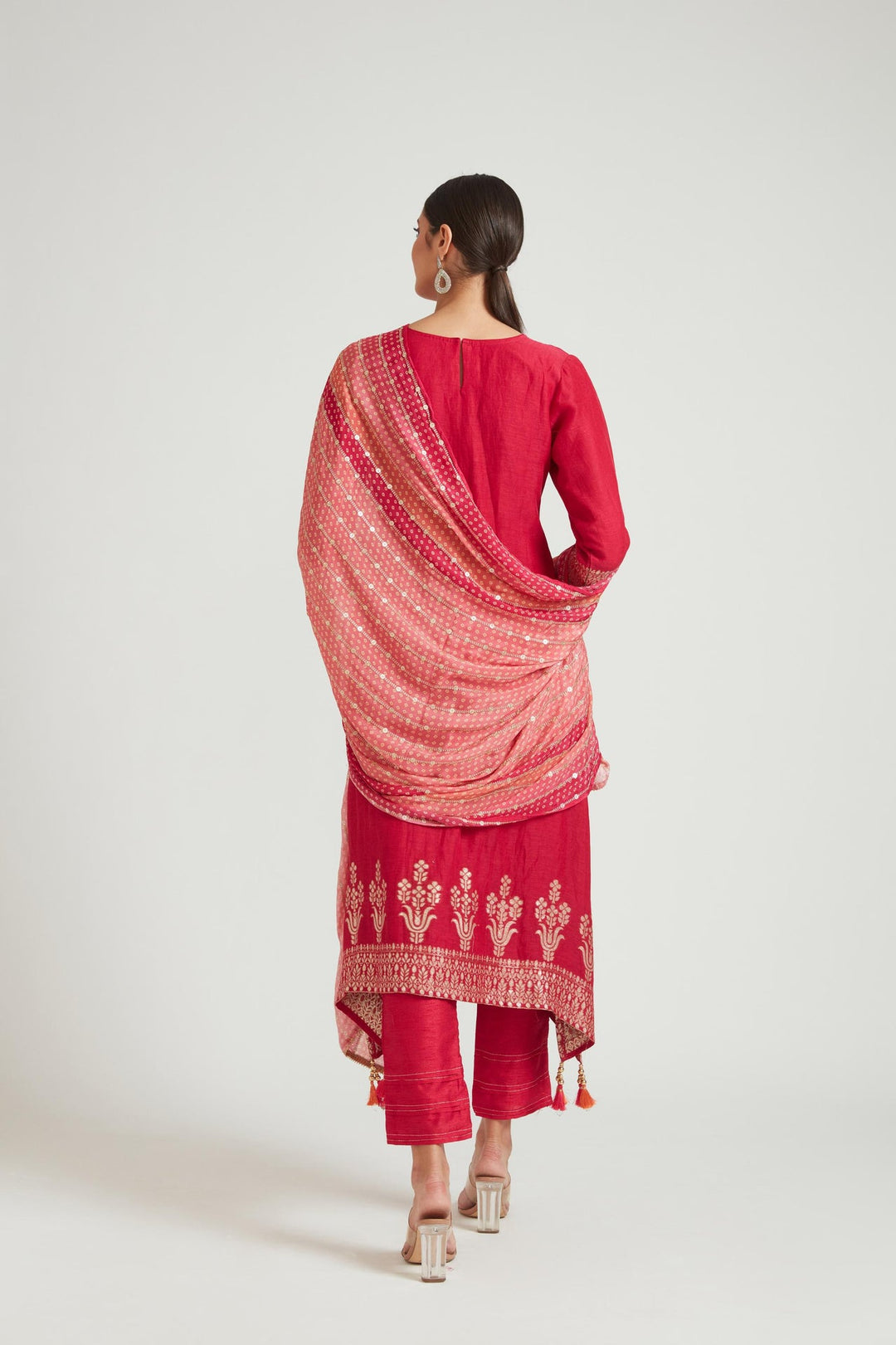 Neerus Pink Banarasi woven suit set - detail view 2