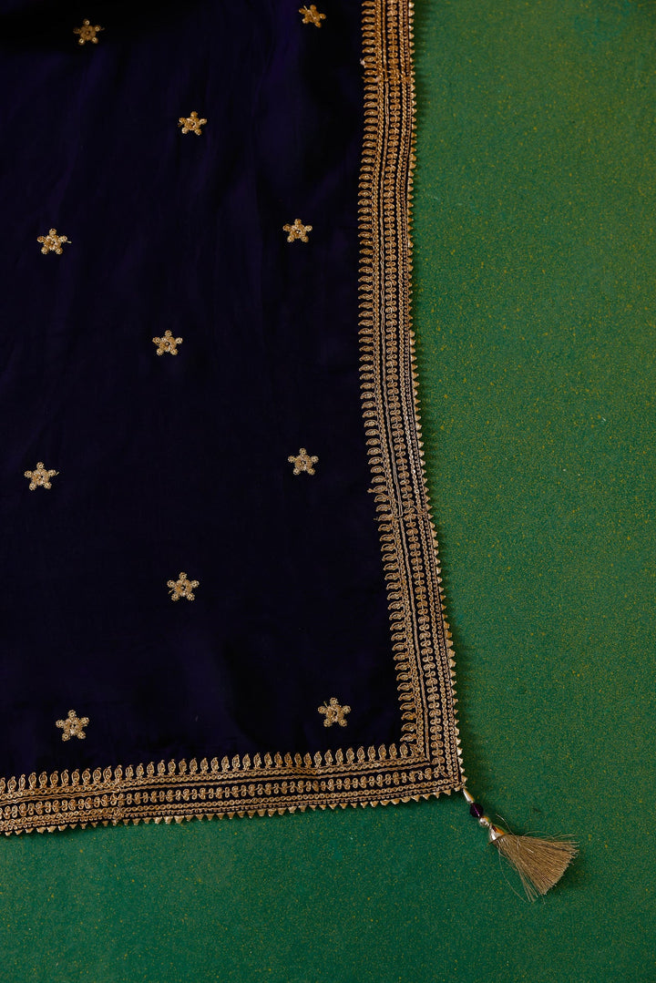 Neerus Purple Georgette Embroidered Lehenga Set - detail view 12