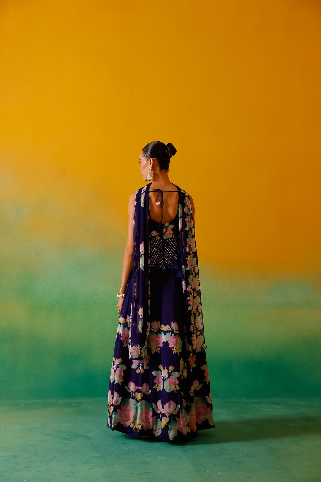 Neerus Purple organza embellished lehenga set - detail view 2
