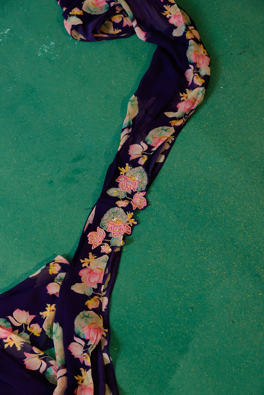 Neerus Purple organza embellished lehenga set - detail view 8