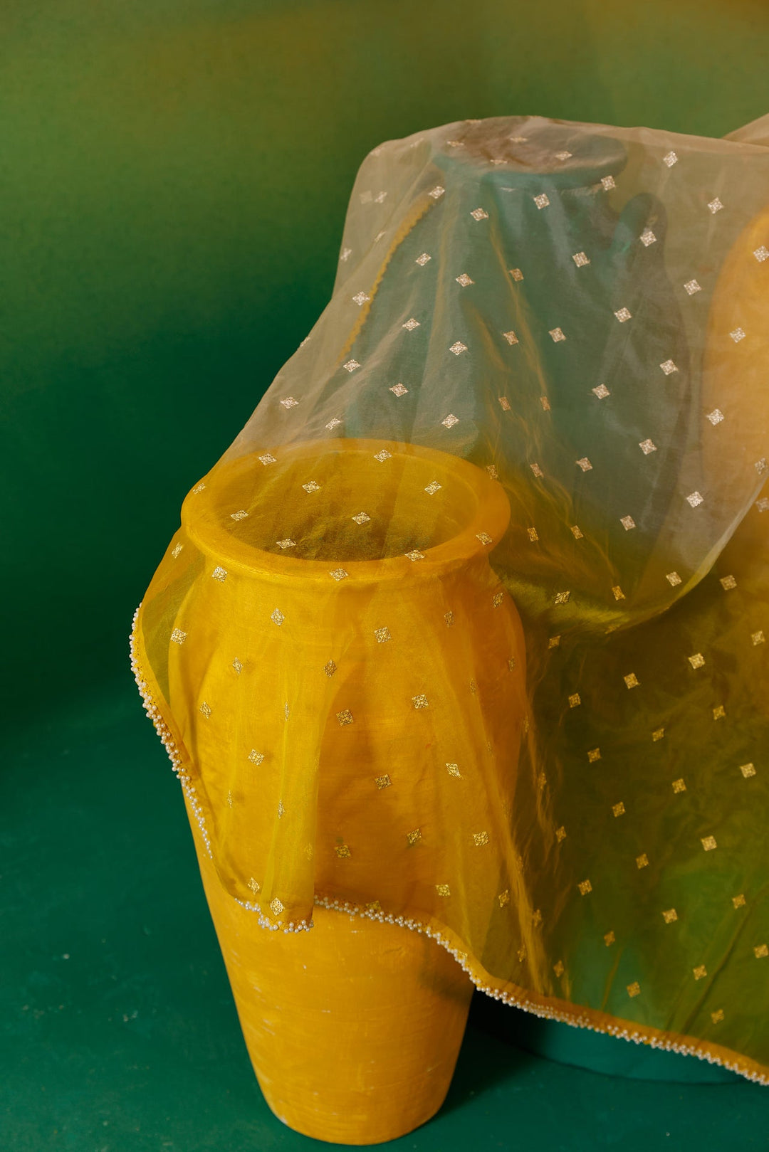 Neerus Yellow Chinon Embellished Anarkali Suit Set - detail view 6