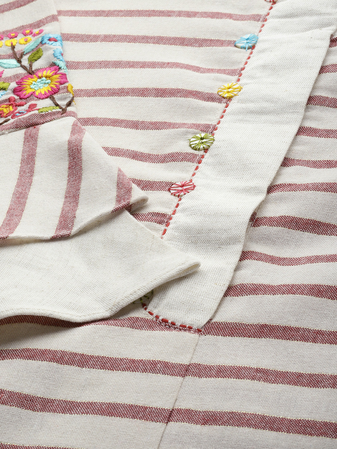 Neerus Pink cotton printed A-line kurti - back view