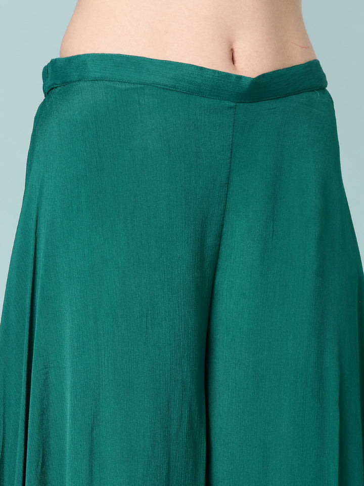 Neerus Green georgette digital printed Anarkali suit set - detail view 3