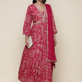 Rani pink georgette embroidered suit set