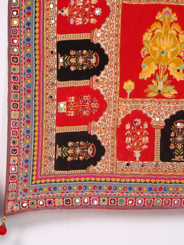 Neerus Red tissue anarkali suit set - detail view 3