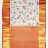 Grey Kanchi Handloom Saree With Kalamkari Design