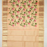 Peach Kanchi Handloom Saree With Digital Print
